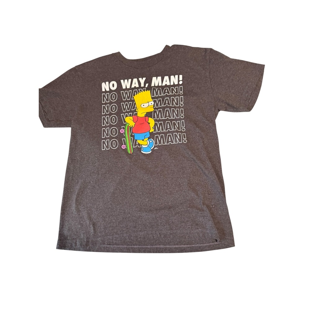 The Simpsons Bart No Way Man Skateboard Graphic T-Shirt Kids Medium Gray
